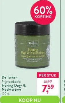 Holland & Barrett Honing dag- & nachtcréme aanbieding