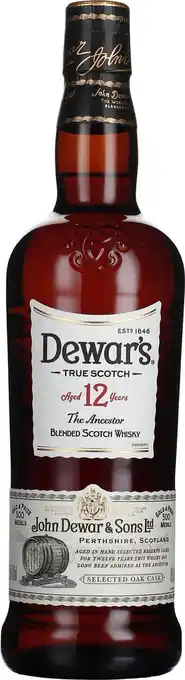 Drankdozijn Dewar's 12 years 70cl aanbieding