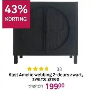 Karwei Kast amelie webbing 2-deurs zwart, zwarte greep aanbieding