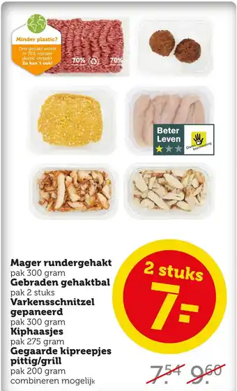 Coop Mager rundergehakt, gebraden gehaktbal, varkensschnitzel gepaneerd aanbieding