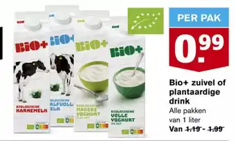 Hoogvliet Bio+ zuivel of plantaardige drink 1 liter aanbieding