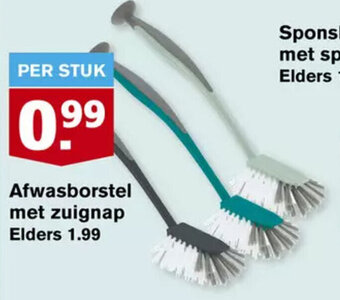 Hoogvliet Afwasborstel met zuignap aanbieding