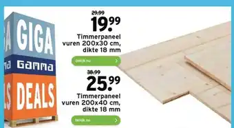 GAMMA Timmerpaneel vuren 200x30 cm, dikte 18 mm of timmerpaneel vuren 200x40cm, dikte 18 mm aanbieding