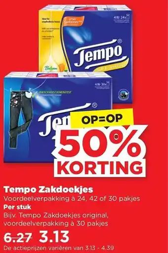 PLUS Tempo zakdoekjes aanbieding