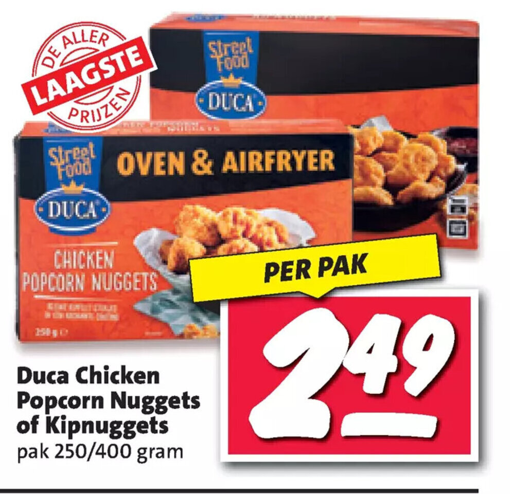 Duca chicken popcorn nuggets of kipnuggets 250g aanbieding bij Nettorama