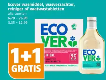 Poiesz Ecover wasmiddel, wasverzachter, reiniger of vaatwastabletten 1+1 gratis aanbieding