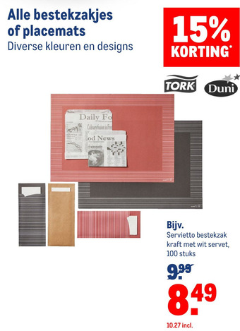 Makro Alle bestekzakjes of placemats aanbieding