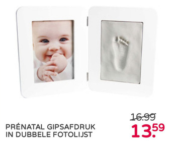 Prenatal PRÉNATAL GIPSAFDRUK IN DUBBELE FOTOLIJST aanbieding