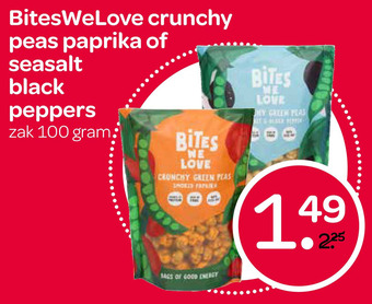 Spar BitesWeLove crunchy peas paprika of seasalt black peppers aanbieding