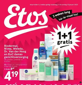 Etos Biodermal, Nivea, Weleda, Dr. Van der Hoog en RoC dames gezichtsverzorging 2 stuks aanbieding