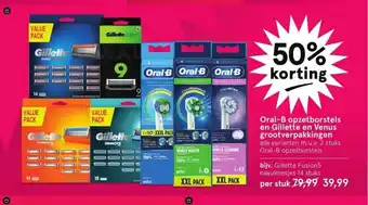 Etos Oral-B opzetborstels en Gillette en Venus grootverpakkingen 14 stuks aanbieding