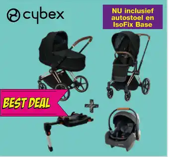 Van Asten BabySuperstore Cybex Priam Kinderwagen Deep Black / Black met Autostoel & Isofixbase aanbieding