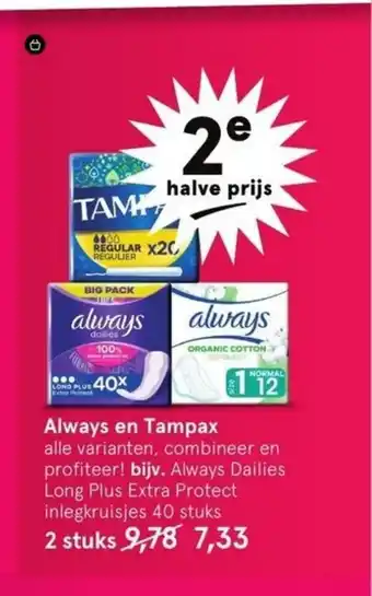 Etos Always en Tampax 2 stuks aanbieding