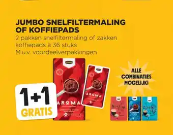 Jumbo Snelfiltermaling of koffiepads 2 pakken a 36 stuks aanbieding