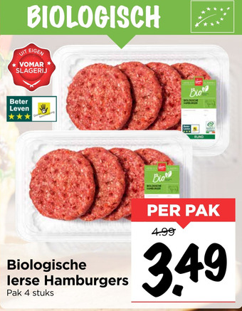 Vomar Voordeelmarkt Biologische lerse Hamburgers aanbieding