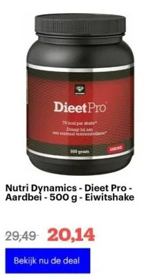 Bol.com Nutri dynamics - dieet pro - aardbei - 500 g - eiwitshake aanbieding