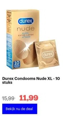 Bol.com Durex condooms nude xl - 10 stuks aanbieding