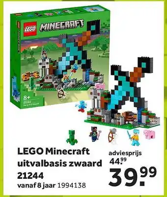 Intertoys Lego minecraft uitvalbasis zwaard 21244 aanbieding