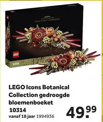 Intertoys Lego icons botanical collection gedroogde bloemenboeket 10314 aanbieding