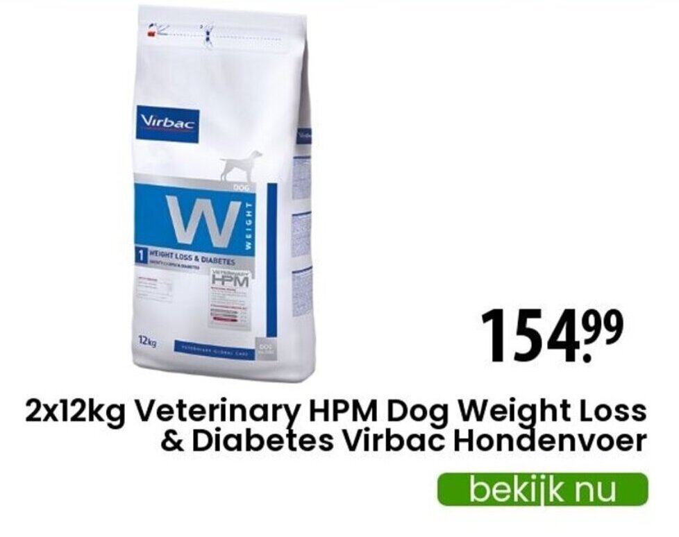 2x12kg veterinary HPM dog weight loss & diabetes virbac hondenvoer aanbieding bij Zooplus