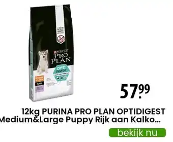 Zooplus 12kg purina pro plan optidigest medium&large puppy rijk aan kalko aanbieding