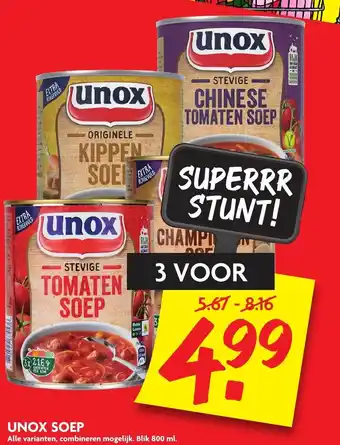 Dekamarkt Unox  Soep 3*800 ml aanbieding