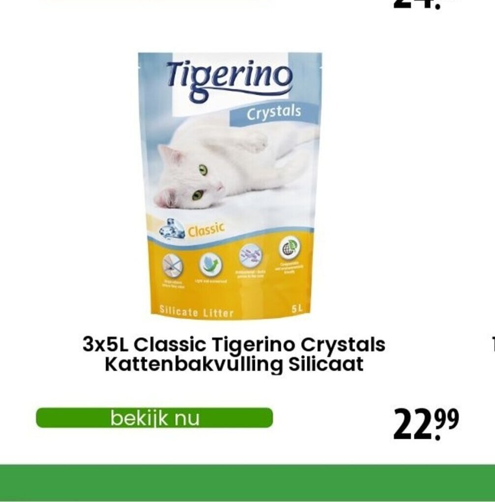 Tigerino Crystals Kattenbakvulling Silicaat 3 x 5 L aanbieding bij Zooplus