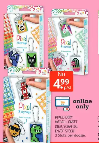 Boekenvoordeel Pixelhobby medaillonset dier, schattig en/of stoer aanbieding