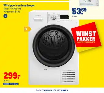 Makro Whirlpool condensdroger Type FFT CM11 8XB aanbieding