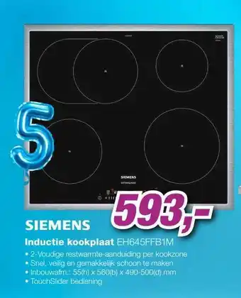 EP Siemens inductie kookplaat eh645ffb1m aanbieding