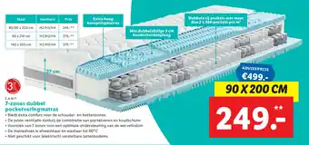 Lidl F.A.N. 7-zones dubbel pocketverinhmatras 90*200 cm aanbieding