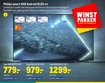 Makro Philips smart UHD Android OLED-tv 480LED707 48" aanbieding