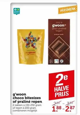 CoopCompact G'woon choco bitesizes of praliné aanbieding