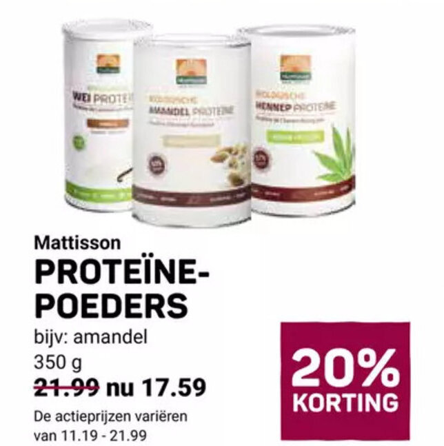 Proteine poeders 350g aanbieding bij Ekoplaza