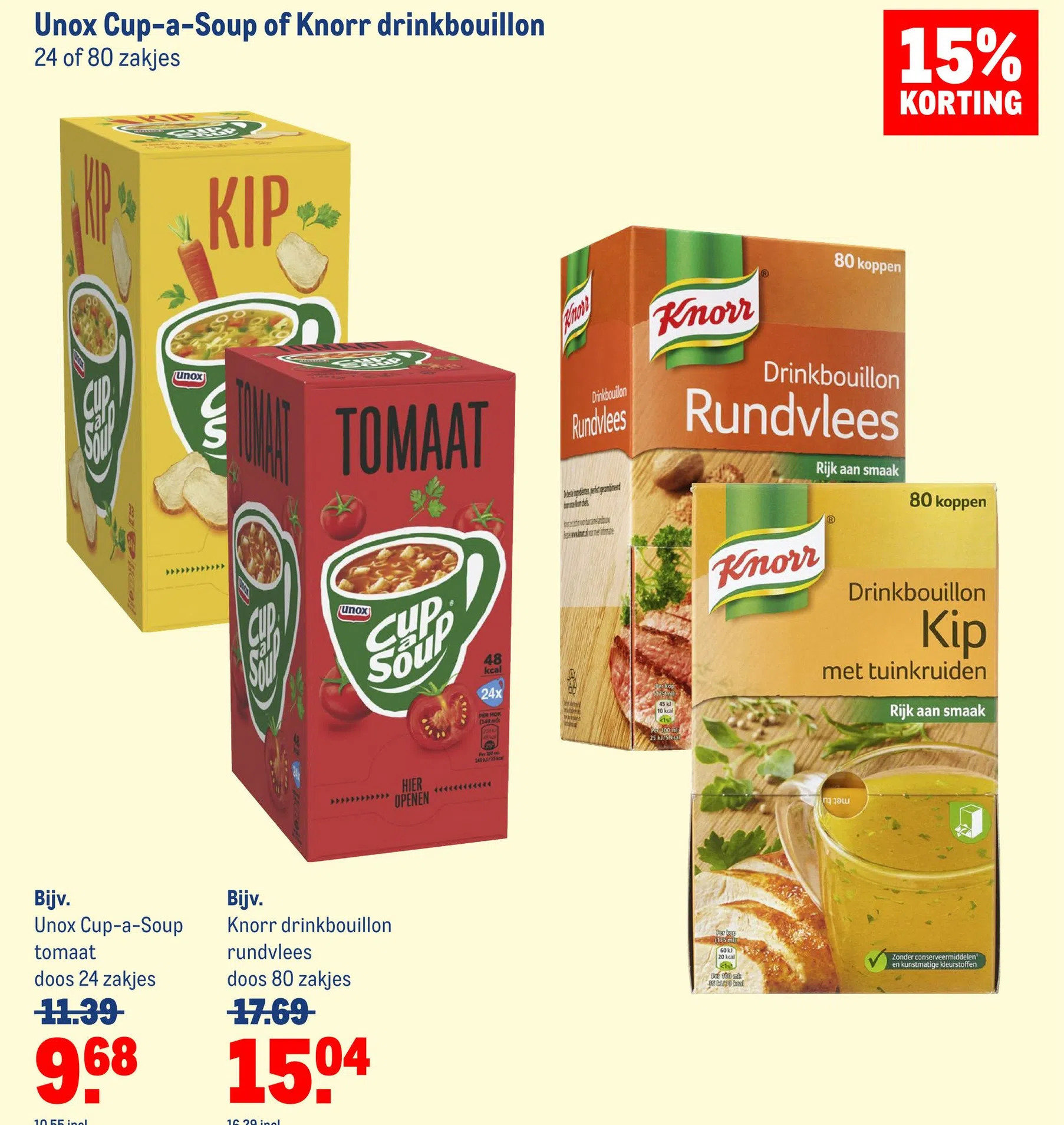 Unox cupasoup of knorr drinkbouillon aanbieding bij Makro
