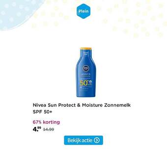 Plein.nl Nivea Sun Protect & Moisture Zonnemelk SPF 50+ 67% Korting aanbieding