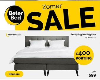 Beter Bed Boxspring Nottingham 140x200 Cm €400 Korting aanbieding