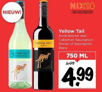 Vomar Voordeelmarkt Yellow Tail Cabernet Sauvignon, Shiraz Of Sauvignon Blanc Australische Wijn 750ml aanbieding