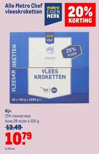 Makro Alle metro chef vleeskroketten aanbieding