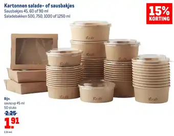 Makro Kartonnen salade- of sausbakjes aanbieding