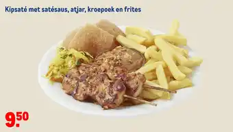 Makro Kipsaté met satésaus, atjar, kroepoek en frites aanbieding