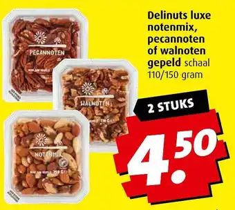 Boni Delinuts luxe notenmix, pecannoten of walnoten qepeld schaal aanbieding