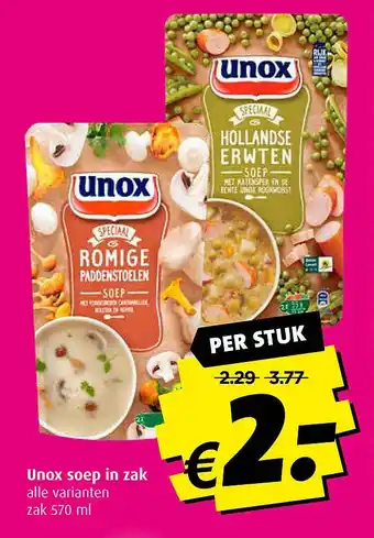 Boni Unox soep in zak aanbieding