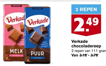 Hoogvliet Verkade chocoladereep aanbieding