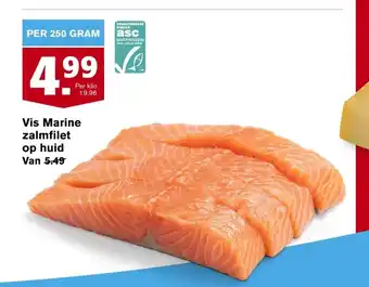 Hoogvliet Vis Marine zalmfilet op huid 250 gram aanbieding