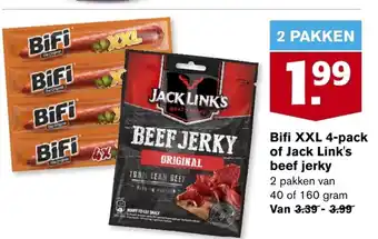 Hoogvliet Bifi XXL 4-pack of Jack Link's beef jerky aanbieding