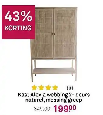 Karwei Kast alexia webbing 2- deurs naturel, messing greep aanbieding