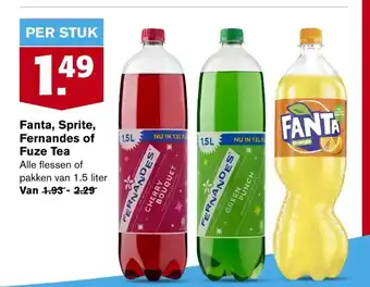 Hoogvliet Fanta, Sprite, Fernandes of Fuze Tea 1.5 liter aanbieding