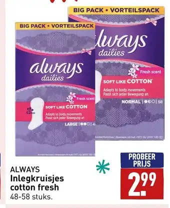 ALDI Inlegkruisjes cotton fresh aanbieding