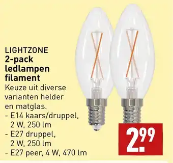 ALDI Lightzone 2-pack ledlampen filament aanbieding